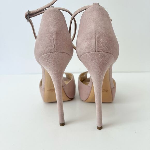 Ralph Lauren Collection Jebine Suede Platform Sandals Pale Pink Mauve | Size 39B - Picture 8 of 16